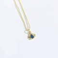 Gold shell necklace with blue water drop pendant in a minimalist modernist style - Blue Zircon Shell / Gold