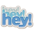 Blue gradient enamel pin featuring triple stacked 'hey!' lettering in minimalist style - Blue Layers - hey! hey! hey!