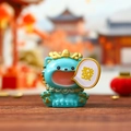 Blue capybara lion resin figurine holding a golden lucky sign for car dashboard - Pi Xiu Figure (3158)