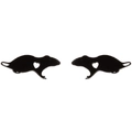 Cute black mouse shaped stainless steel ear studs with heart cutout design for women - Mouse (Matte Black)