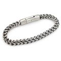 Clásico brazalete punk de cadena de eslabones cubanos en acero inoxidable plateado - 19cm / Plata antigua