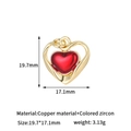 14k gold plated heart pendant with red zircon stone for DIY jewelry making - 14K Gold Red Zircon Heart H-13622