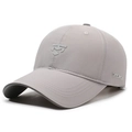 Light grey quick-dry baseball cap with embossed geometric logo and breathable fabric - Adjustable / Light Gray