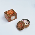 Soy wax scented candle in mandala pattern tin box with dried flower petals - Extra Small Bubble Wrap 5.5 X 3.6 Cm. / Bitter Orange