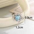 Light blue heart zircon stud earring with silver bow detail, size 1.2cm x 0.9cm - Heart Bow Style (A622-1#)