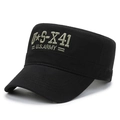 Black cotton cadet cap with vintage U.S. ARMY embroidery and flat top military style - Letter Embroidery Style / Black