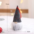Christmas gnome ornament in grey and red with dimensions 15x6cm shown in festive setting - Grey Red Dot Hat Lanyard Wood Nose Gnome (15cm)