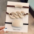 Set di 3 elastici per capelli geometrici bianco crema con nastri marroni e neri - Set di 3 Pezzi Bianco Crema