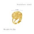 Adjustable celestial ring with sun moon and star motifs in gold plated stainless steel - Gold