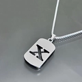 Collana in acciaio inossidabile argento con pendente rettangolare a lettera X traforata - Lettera X / Argento