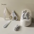 Grey baby manicure set with safety scissors, clippers and file in a transparent jar - New Transparent Jar - Grey