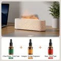 White 3D flame diffuser set with orange glow crackle finish and three essential oils - DQ709 Standard / With 3x10ml Essential Oils (Cologne/Floral/Fresh) / White Lava Style