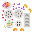 White silicone mold for 3D fruit shapes like raspberries and blueberries for cake decor - Five-Piece Set / Gray