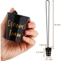Black Groom's Team shot glass necklace for bachelor parties with gold lettering - Black-Groom's Team