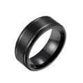 Classic men's black stainless steel ring with brushed center and polished stepped edges - US 6 / Black Beveled Edge Brushed Style (JWR801-BK)