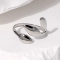 Anello aperto minimalista in acciaio al titanio con design a tripla goccia regolabile - Forma a Goccia d'Acqua / Color Acciaio