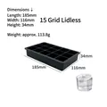 15-cavity black silicone skull ice cube tray mold, 185x116x34mm food grade silicone - 15-Grid Square (No Lid) / Black