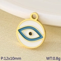 18K vergoldeter Edelstahl-Emaille-Anhänger mit bösem Auge für DIY-Schmuckherstellung - Mini Rund Böser Blick Stil (KLJ9501-ZLA)