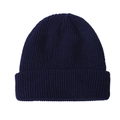 Classic dark blue knitted beanie with a folded brim for winter warmth in solid color - One Size / Navy Blue