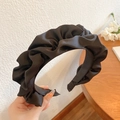 Elegant black pleated satin headband with silk finish for a minimalist hair accessory look - Black Pleated Satin Style / Black