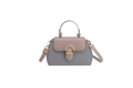Chic grey-blue and blush pink contrast leather handbag with gold metal clasp detail - Gray