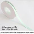 Matte cotton ribbon in Tiffany green, 1.0cm wide for flower gift box wrapping - Double-sided Matte Cotton / 1.0cm Wide * 20 Yards / Mint Green