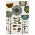 Abstract geometric botanical leaf art print in vintage brown, blue and green tones - 10x15cm / Style C
