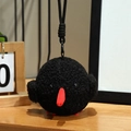 Petit porte-clés oiseau en peluche noire avec bec rouge, jouet anti-stress doux et mignon - Corbeau Noir