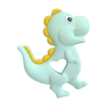 Blue silicone dinosaur baby teether toy with yellow spikes and heart grip design - Dinosaur Teether / Green