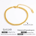 Minimalist 18k gold plated stainless steel hollow Cuban chain bracelet for women - SL41149 Gold Classic Braided Chain