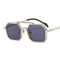Polygon gold metal sunglasses with dark lenses and minimalist geometric frame design - C3 Silver Frame Grey Lens