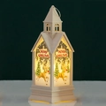 Weiße weihnachtliche Laterne in Kirchenform mit Rentier-Motiv und LED-Licht - Beige Rentier