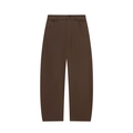 Pantaloni casual da donna marrone scuro, vestibilità ampia e dritta con drappeggio - XS / Caffè
