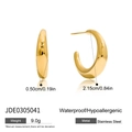 14k gold plated stainless steel C-shaped hoop earrings 2.15cm diameter hypoallergenic - Wide C-Shape Hoop (JDE0305041)
