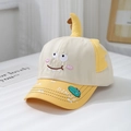 Casquette dinosaure pour enfants avec bord jaune et décorations de nageoires en 3D - Beige Épissé Jaune