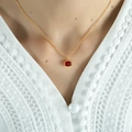 French vintage red agate pendant necklace in gold titanium steel on a white lace outfit - Red Oval Shape (XL17)