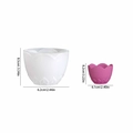 Relief-Blumen-Kerzenbecher-Silikonform in Weiß und Pink, matte Optik mit Maßen - Blumen Eierschalen Aufbewahrungsbecher - Klein