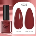 LILY'CUTE dark red nail gel polish X035 showing shiny and matte top coat effects - Burgundy (35)