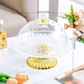 Detail showing dimensions of European gold fruit tray with a transparent flower lid - Transparent Lantern Top (M)