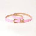Pink PU leather belt with golden butterfly metal buckle for women's fashion dresses - Pink