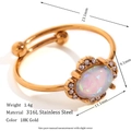 Verstellbarer 18K vergoldeter Edelstahlring mit ovalem Opal und Kristall-Heiligenschein - Ovales Blütenblatt / Gold Blau-Oval