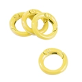 Four round yellow metal spring rings for DIY jewelry and keychains on white background - Plated Yellow