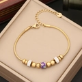 Bracelet chaîne serpent doré avec œil maléfique violet et perles en cristal brillant - Style Mauvais Œil Violet (1#)