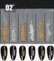 Set di 6 catene metalliche per nail art stile giapponese oro e argento per manicure - 02# Set di Catene a Sfere e Torchon Oro e Argento