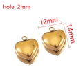 Pendentif coeur doré pour bijoux DIY, 12mm x 14mm avec un trou de 2mm de large - Coeur de Pêche Doré