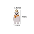 Polar bear charm in white enamel with orange scarf, size 13x16mm for DIY jewelry - Polar Bear-Orange Scarf