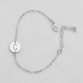 Silver hollow round chain bracelet featuring an engraved letter C pendant and lobster clasp - Silver C