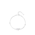 Minimalist S925 sterling silver double layer bracelet with heart charms and beads on white background - 925 Silver / Silver