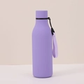 Matte purple 304 stainless steel cola bottle insulated water flask with carrying lanyard - Rubber Paint Purple with Strap