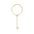 Golden stainless steel Y-shaped necklace with dual heart pendants in punk Cuban chain style - Black Heart 6mm 78mm